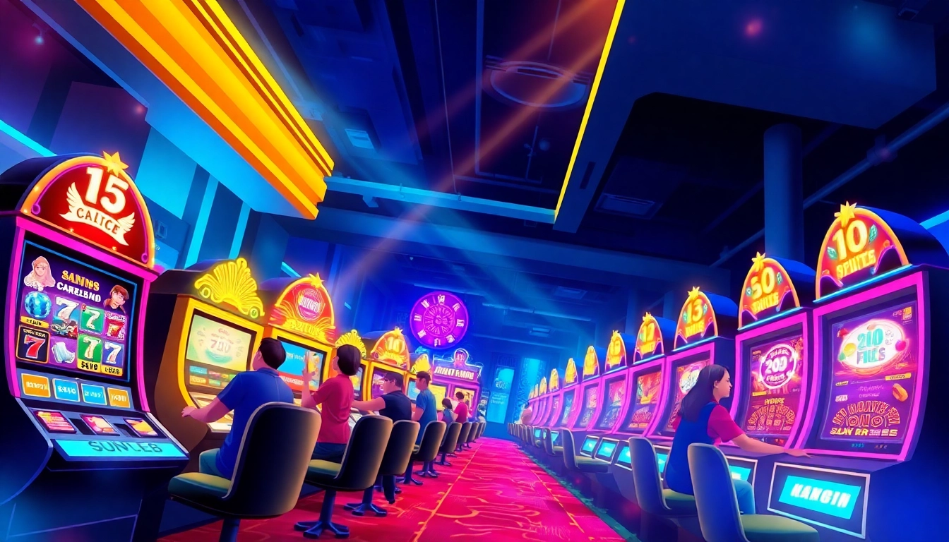 Experience the thrilling atmosphere of fenix168 with vibrant gaming elements and excited players.