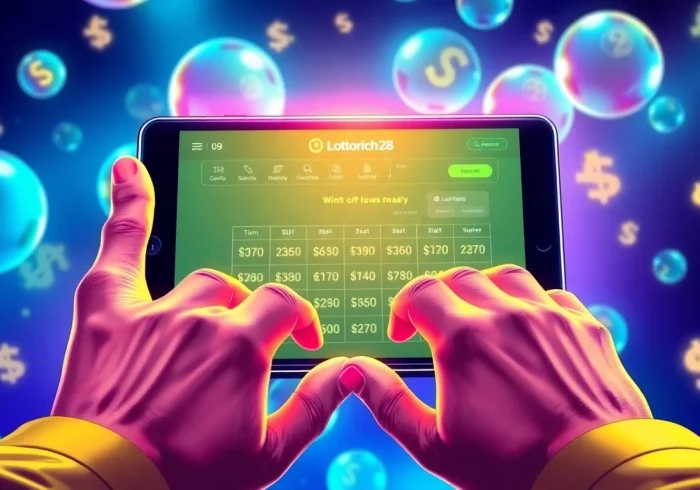 Explore the engaging Lottorich28 lottery platform displayed on a digital device.