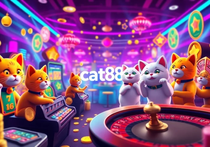 Explore a lively online cat-themed casino experience at cat888, filled with colorful games and playful characters.