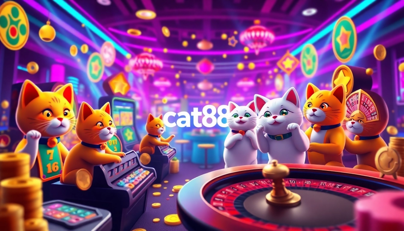 Explore a lively online cat-themed casino experience at cat888, filled with colorful games and playful characters.