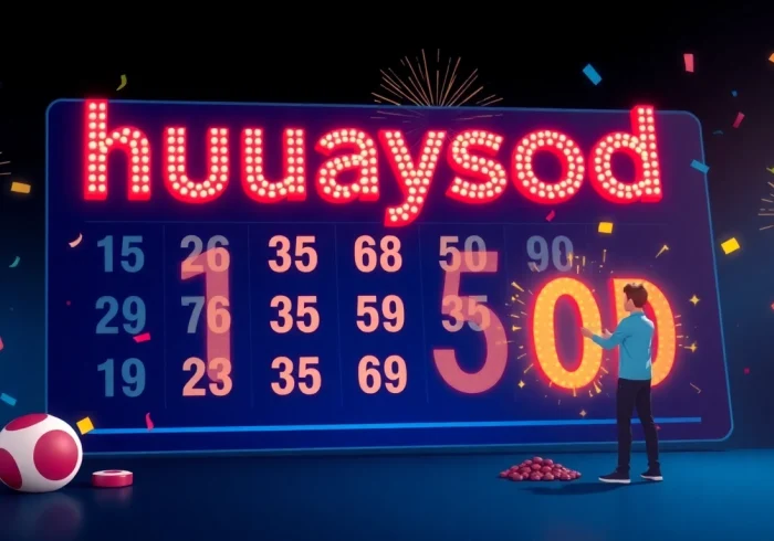 Experience the excitement of huaysod with vibrant lottery visuals and a lively digital interface.