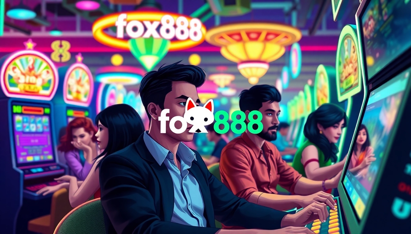 Players immersed in the excitement of fox888 online gaming at a vibrant casino.