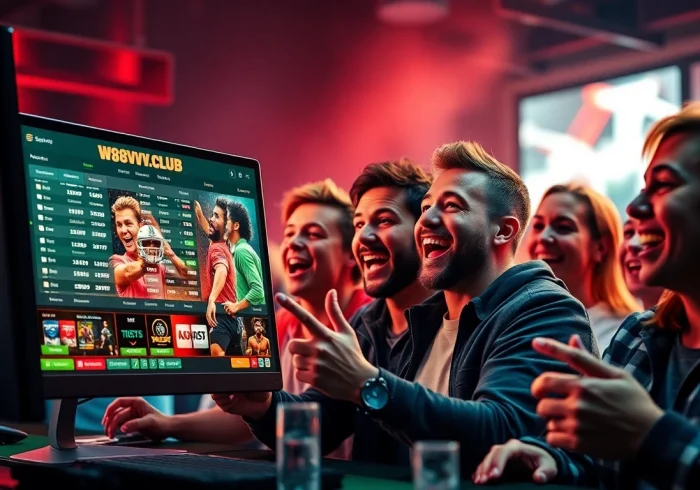 Engage with thrilling sports betting at https://w88vv.club, showcasing bettors' excitement and dynamic online action.