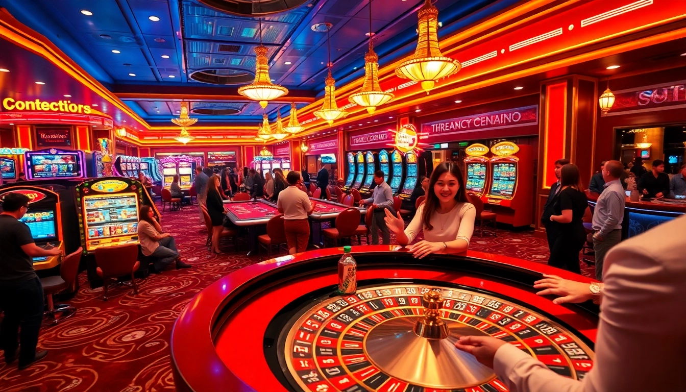 Experience the excitement of Ku Casino with a lively gaming atmosphere filled with joyful players and vibrant decor.