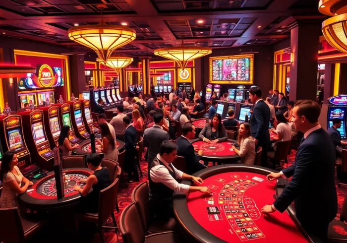 Experience the lively atmosphere of Ku Casino with players enjoying thrilling table games and slot machines.