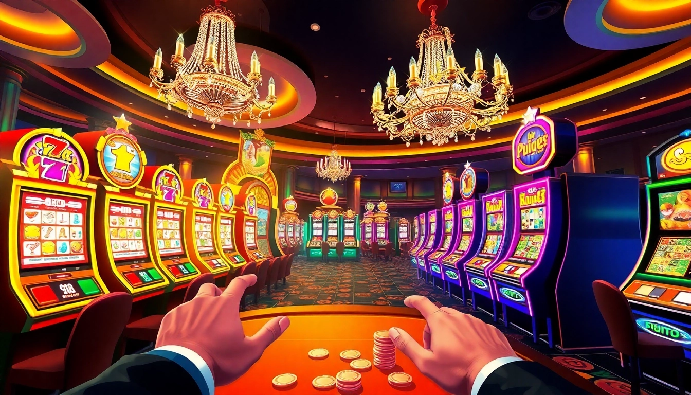 Experience thrilling สล็อต at a luxurious casino filled with vibrant slot machines and excitement.