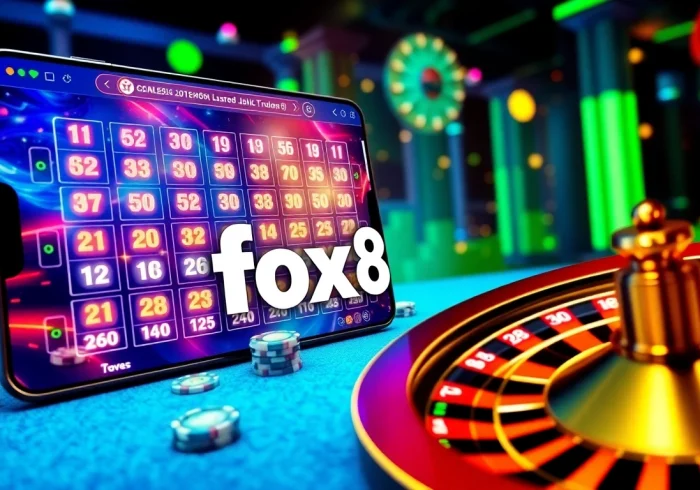 Experience the excitement of fox888 lottery and casino games with vibrant digital numbers and chips.